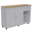 Pemberly Row 2 Piece Kitchen Set Cart and Wall Cabinet in Multi-Color