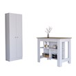 Pemberly Row 2 Piece Kitchen Set Island and Pantry in Multi-Color
