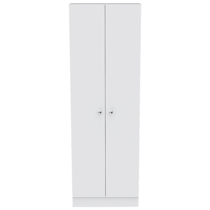 Pemberly Row 2 Piece Kitchen Island and Pantry Set in White and Walnut