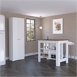 Pemberly Row 2 Piece Kitchen Island and Pantry Set in White and Walnut