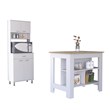 Pemberly Row 2 Piece Kitchen Set Island and Pantry in Multi-Color