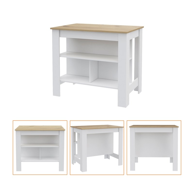 Pemberly Row 2 Piece Kitchen Set Island and Pantry in Multi-Color