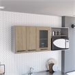 Pemberly Row Kitchen Wall Cabinet with Glass Door in Light Pine