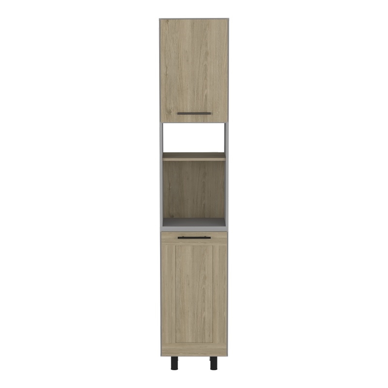 Pemberly Row Kitchen Pantry 82in High in Light Pine and White