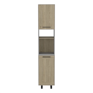 Pemberly Row Kitchen Pantry 82in High in Light Pine and White
