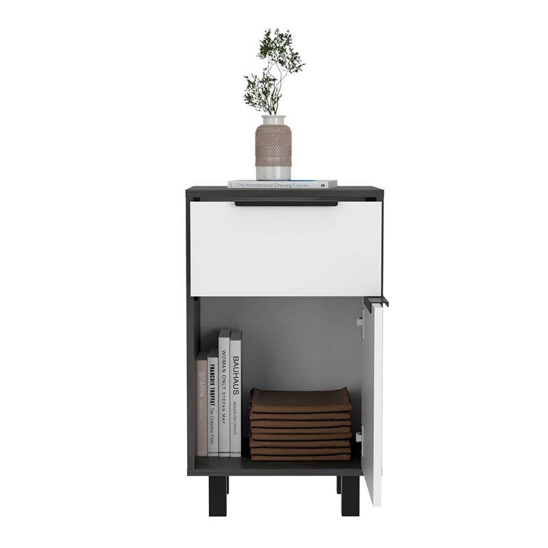 Pemberly Row Nightstand with Drawer and Cabinet in Multi-Color