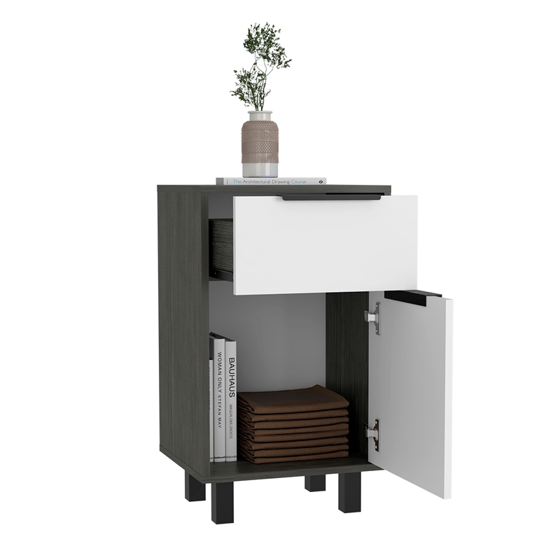 Pemberly Row Nightstand with Drawer and Cabinet in Multi-Color