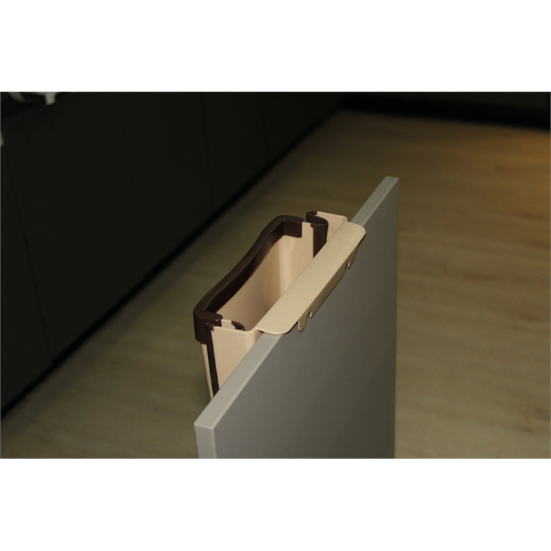 Pemberly Row 1.6 Gallon Cabinet Door Mini Trash Can in Brown