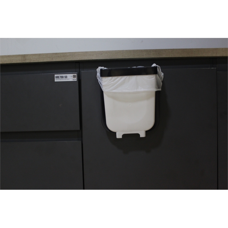 Pemberly Row 1.6 Gallon Cabinet Door Mini Trash Can in White