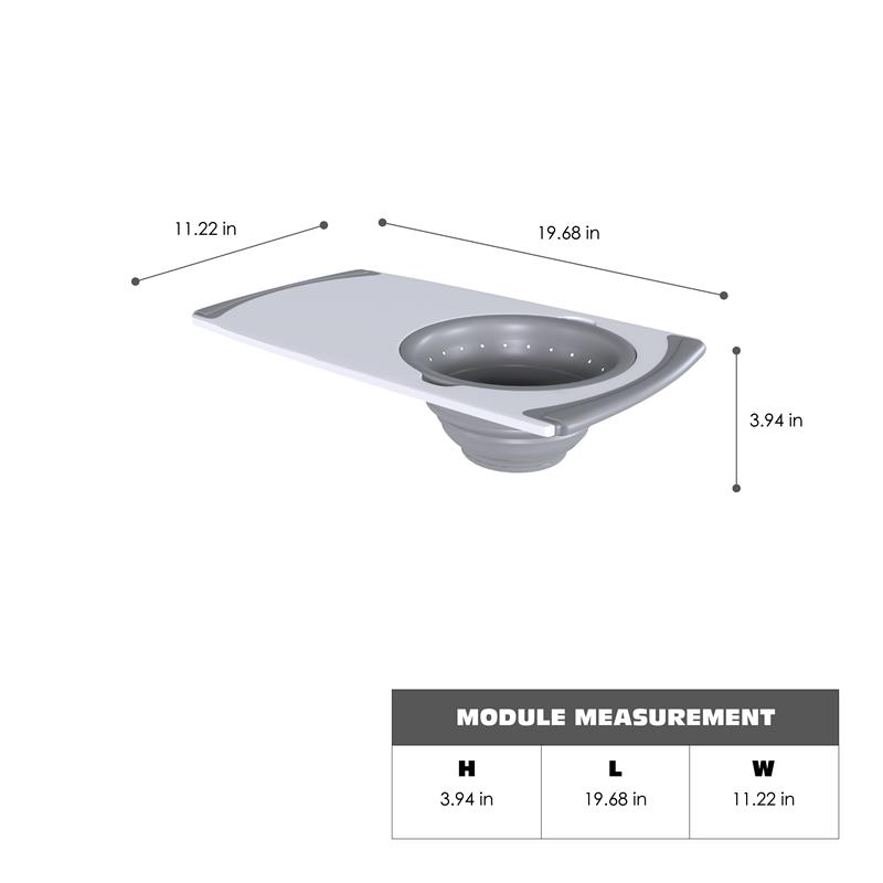 Pemberly Row Plastic Cutting Board with Strainer in White and Grey