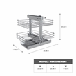 Pemberly Row Blind Corner Cabinet Pull Out Organizer in Silver