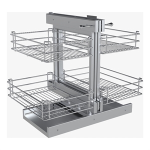 Pemberly Row Blind Corner Cabinet Pull Out Organizer in Silver