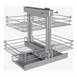 Pemberly Row Blind Corner Cabinet Pull Out Organizer in Silver
