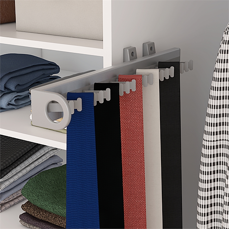 Pemberly Row Pull Out Closet Tie and Belt Rack 21 Hooks in Gray