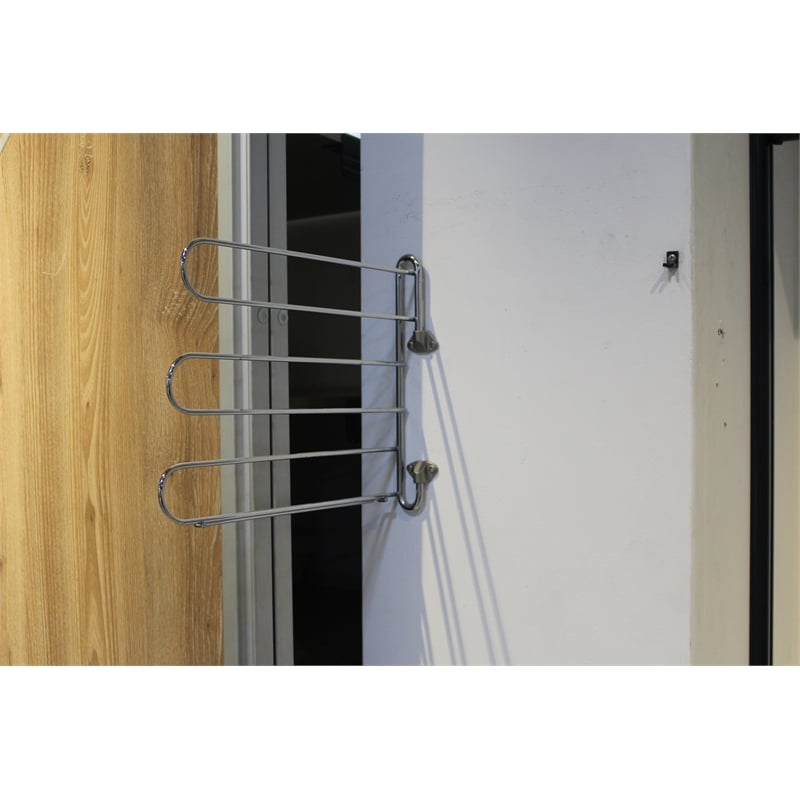 Pemberly Row Wall Mounted Closet Tie Rack with 6 Hooks in Silver