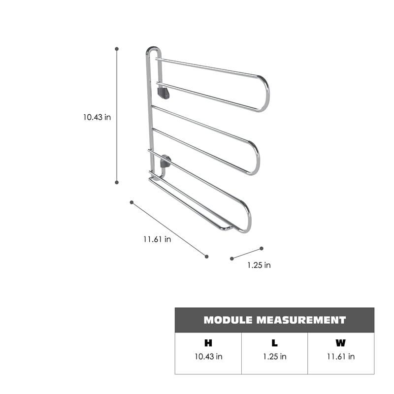 Pemberly Row Wall Mounted Closet Tie Rack with 6 Hooks in Silver