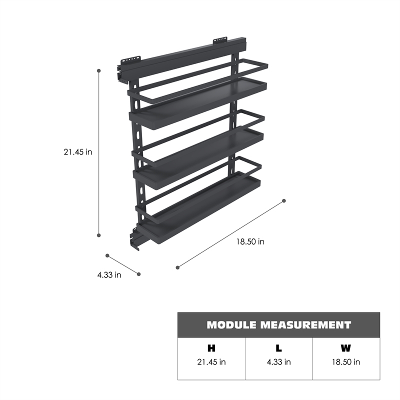 Pemberly Row 3 Tier Pull Out Kitchen Spice Rack Organizer in Gray