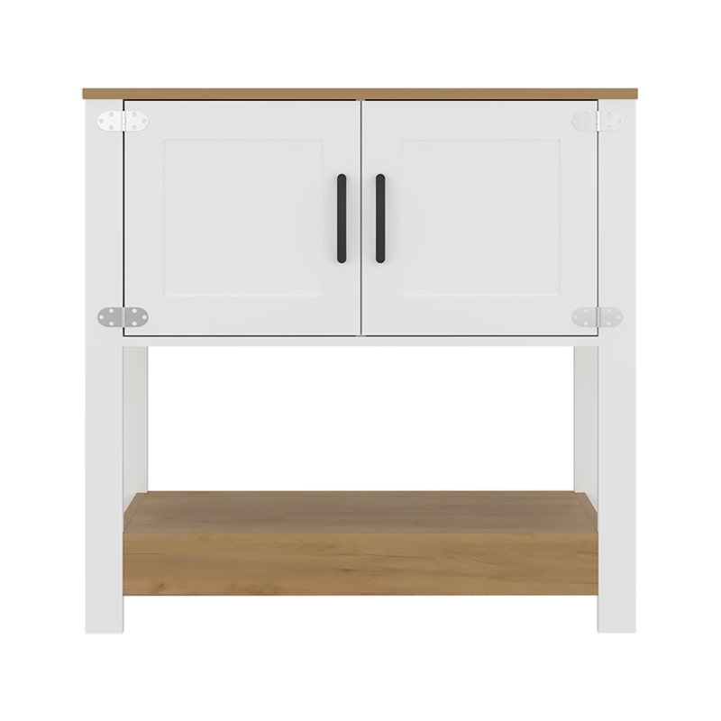 Pemberly Row Compact Coffee Station Sideboard with Cabinet in White