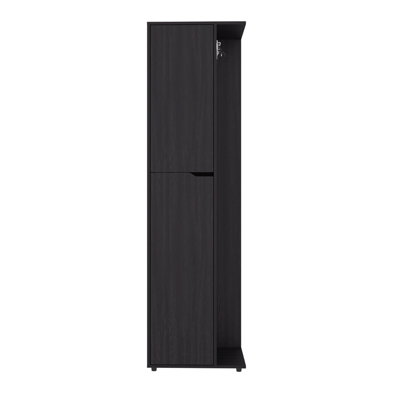 Pemberly Row Tall Storage Broom Cabinet with 2 Doors in White