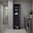 Pemberly Row Tall Storage Broom Cabinet with 2 Doors in White