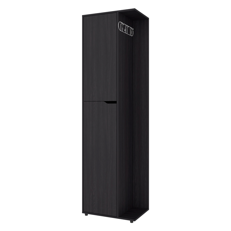 Pemberly Row Tall Storage Broom Cabinet with 2 Doors in White