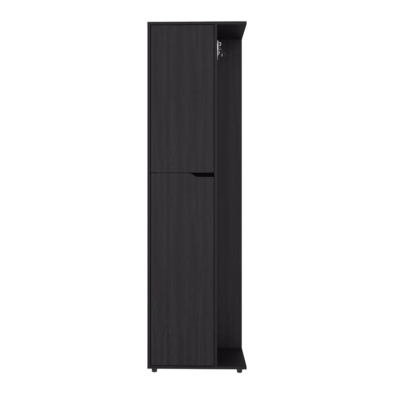 Pemberly Row Tall Storage Broom Cabinet with 2 Doors in White