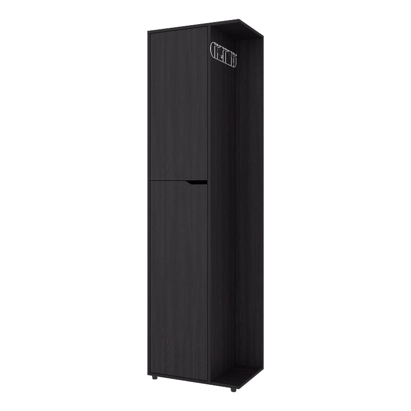 Pemberly Row Tall Storage Broom Cabinet with 2 Doors in White