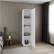 Pemberly Row Tall Single Door Linen Cabinet with Mirror in White