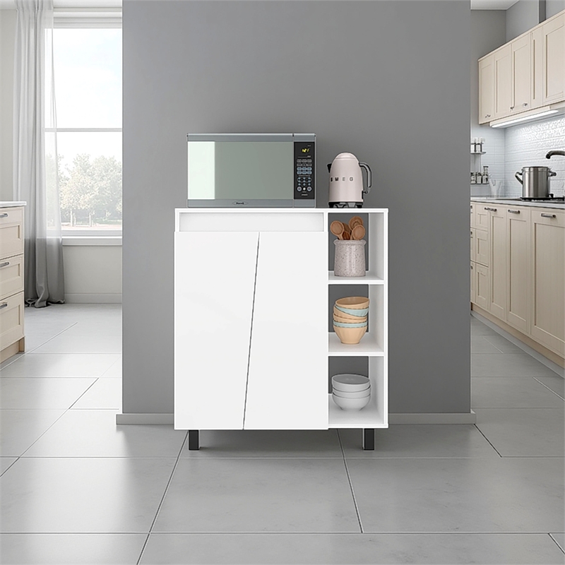 Pemberly Row Microwave Sideboard Cabinet with Storage in White