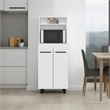 Pemberly Row Freestanding Kitchen Sideboard and Microwave Stand in White