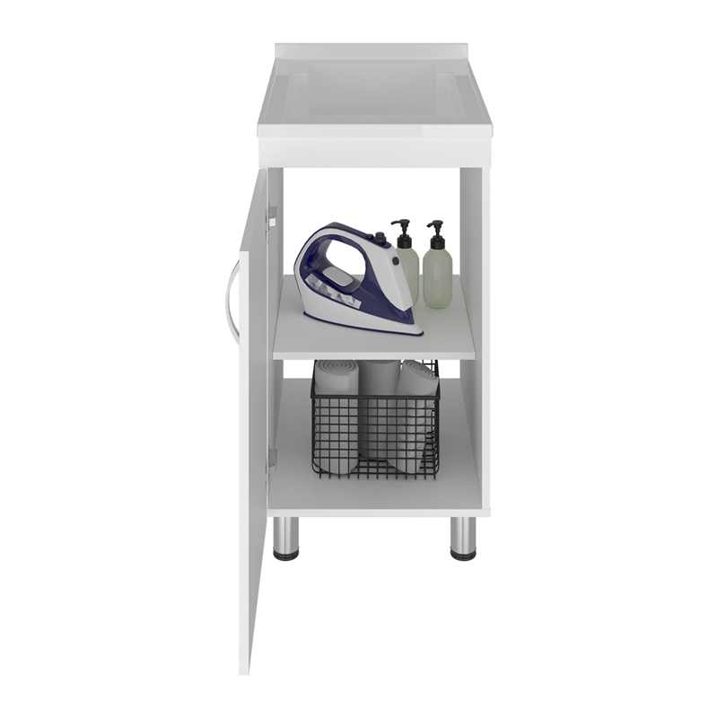 Pemberly Row Utility Tub and Sink Cabinet with One Door in White