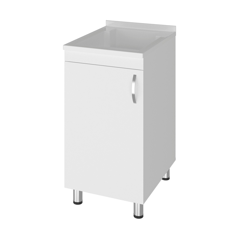 Pemberly Row Utility Tub and Sink Cabinet with One Door in White