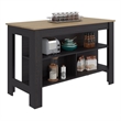 Pemberly Row Wide Kitchen Island with Prep Table in Multi-Color