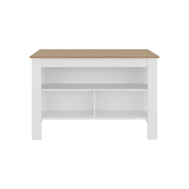 Pemberly Row Wide Kitchen Island with Prep Table in Multi-Color