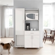 Pemberly Row Tall Pet Supply Storage Pantry Cabinet in White