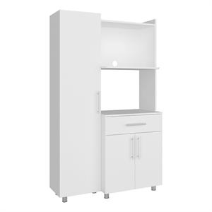Pemberly Row Tall Complete Kitchen Pantry Storage Cabinet in White