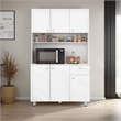 Pemberly Row 6 Door Multi Functional Pantry Cabinet in White
