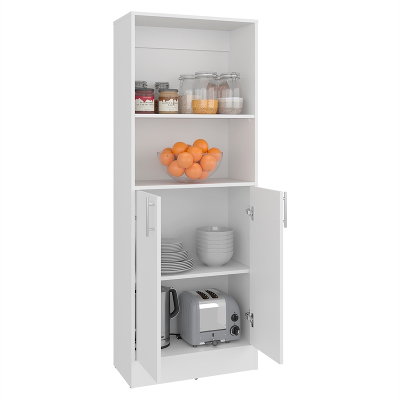 Pemberly Row Multipurpose 2 Door Storage Pantry Cabinet in White
