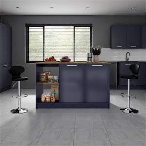Pemberly Row Kitchen Island with Double Door Cabinet 59in in Multi-Color