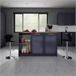Pemberly Row Kitchen Island with Double Door Cabinet 59in in Multi-Color