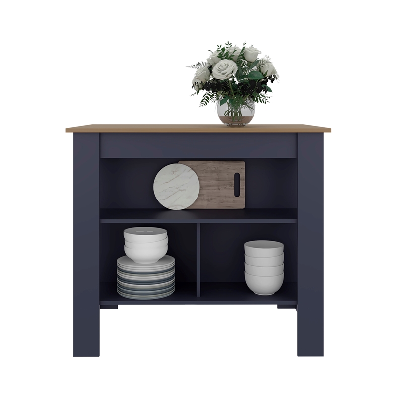Pemberly Row Kitchen Island with Seating 40.5in Wide in Multi-Color