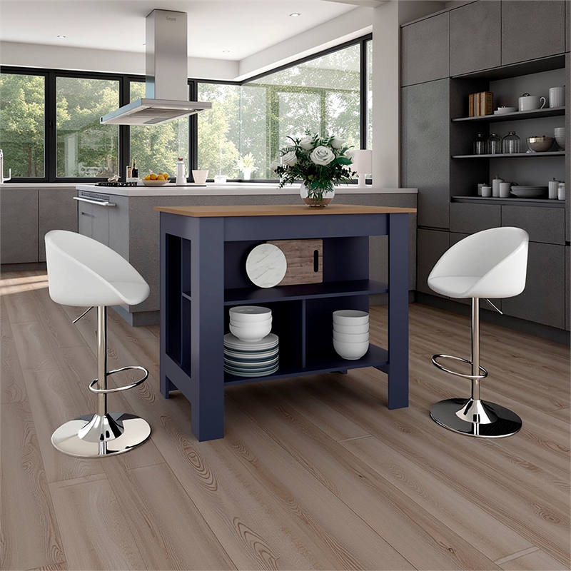 Pemberly Row Kitchen Island with Seating 40.5in Wide in Multi-Color