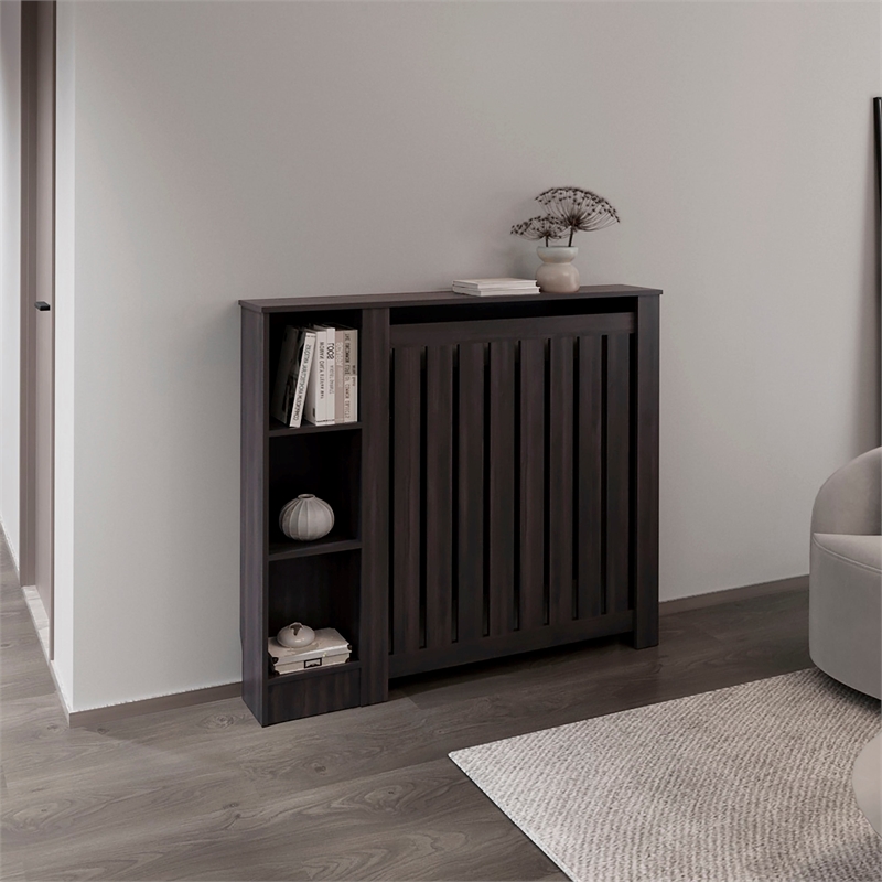 Pemberly Row Radiator Cover Cabinet with 3 Shelves 48in in Brown