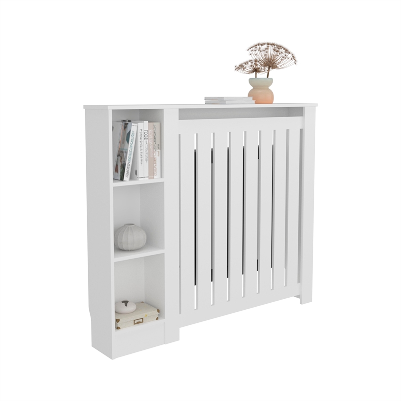 Pemberly Row Radiator Cover Cabinet with 3 Shelves 48in in White