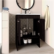 Pemberly Row Floor Bathroom Vanity with Drawers and Shelves in Black