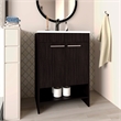 Pemberly Row Floor Bathroom Vanity with Drawers and Shelves in Black