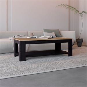 Pemberly Row Coffee Table with Open Shelf 47.2in Wide in Walnut