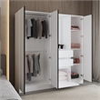 Pemberly Row Extra Wide Double Door Armoire with Hanging Rod in White