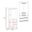 Pemberly Row Tall Double Door Wardrobe Armoire with Hanging Rod in White