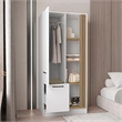 Pemberly Row Tall Double Door Wardrobe Armoire with Shelves in Beige